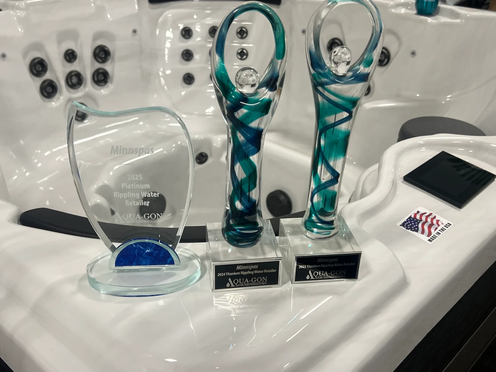 MinnSpas Aqua-Gon Rippling Water Retailer Awards 2023 2024 2025 Apple Valley MN