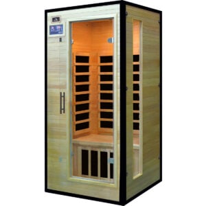 Icelandic Sauna Valo 410 one-person infrared sauna in Canadian hemlock